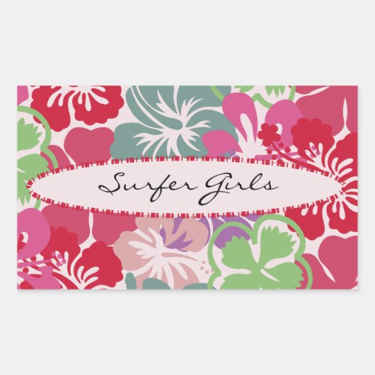 Sticker Rectangulaire Motif Hibiscus (Devant)