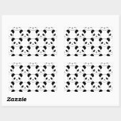 Sticker Rectangulaire Motif Kawaii Panda En Noir Et Blanc (Feuille)