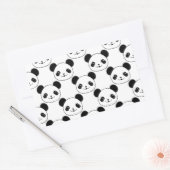 Sticker Rectangulaire Motif Kawaii Panda En Noir Et Blanc (Enveloppe)