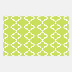 Sticker Rectangulaire Motif marocain blanc de Quatrefoil de vert de