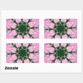 Sticker Rectangulaire Motif Motif Monogramme noir et rose joli (Feuille)