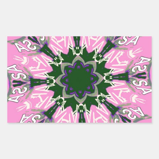 Sticker Rectangulaire Motif Motif Monogramme noir et rose joli (Devant)