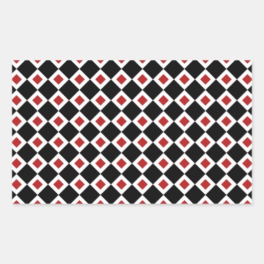 Sticker Rectangulaire Motif noir, blanc, diamant rouge (Devant)