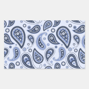 Sticker Rectangulaire Motif Paisley Bleu