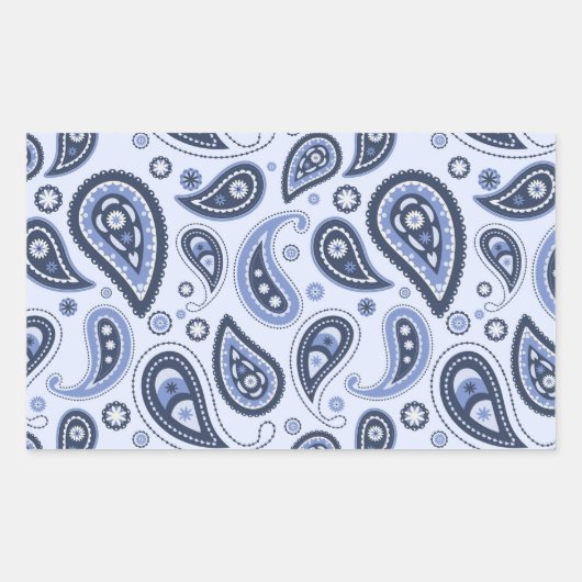 Sticker Rectangulaire Motif Paisley Bleu (Devant)