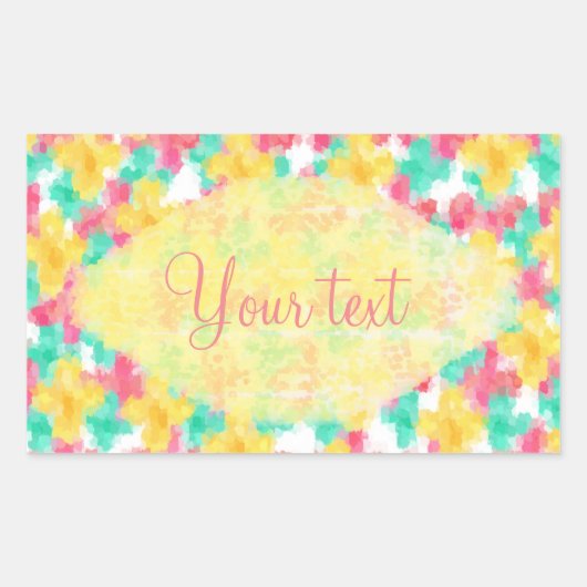 Sticker Rectangulaire Motif Pastel Fleurs d'été (Devant)