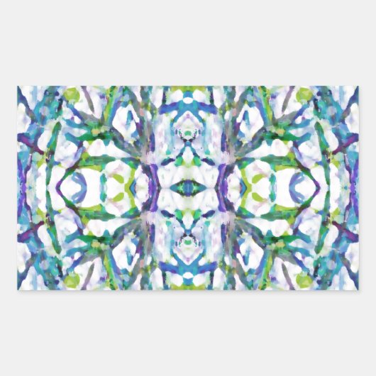 Sticker Rectangulaire Motif psychédélique bleu (Devant)