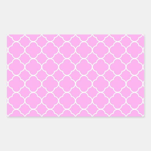 Sticker Rectangulaire Motif Quatrefoil Rose Et Blanc (Devant)