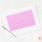 Sticker Rectangulaire Motif Quatrefoil Rose Et Blanc (Enveloppe)
