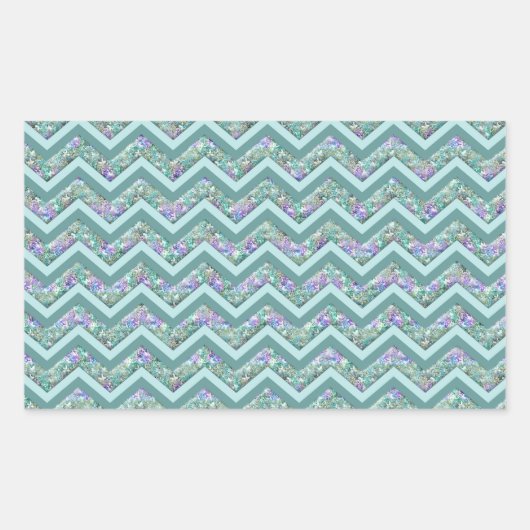 Sticker Rectangulaire Motif Rainbow Foil ZigZag (Devant)