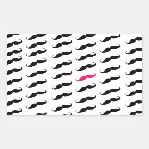 Sticker Rectangulaire Motif rose et noir Girly drôle de moustache