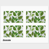 Sticker Rectangulaire Motif sans couture avec Feuilles de thé vert (Feuille)