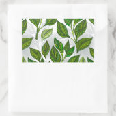 Sticker Rectangulaire Motif sans couture avec Feuilles de thé vert (Sac)