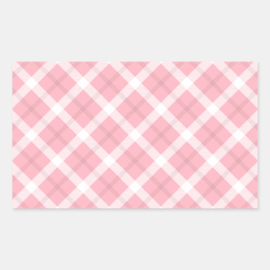 Sticker Rectangulaire Motif Tartan Rose Et Blanc (Devant)