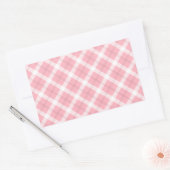 Sticker Rectangulaire Motif Tartan Rose Et Blanc (Enveloppe)