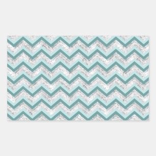 Sticker Rectangulaire Motif turquoise et Crystal Zigzag