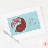 Sticker Rectangulaire Motif Yin Yang Rouge et Bleu (Enveloppe)