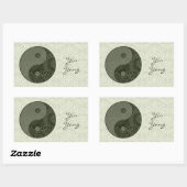 Sticker Rectangulaire Motif Yin Yang Sage Green (Feuille)