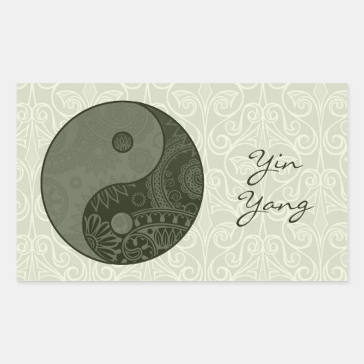 Sticker Rectangulaire Motif Yin Yang Sage Green (Devant)