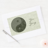 Sticker Rectangulaire Motif Yin Yang Sage Green (Enveloppe)