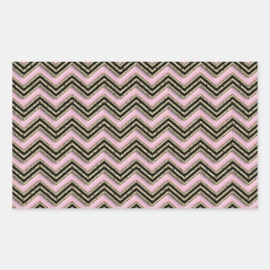 Sticker Rectangulaire Motif Zigzag noir et rose (Devant)