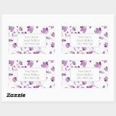 Sticker Rectangulaire Motifs de tiges de fleurs d'aquarelle violet Étiqu (Feuille)
