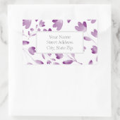 Sticker Rectangulaire Motifs de tiges de fleurs d'aquarelle violet Étiqu (Sac)