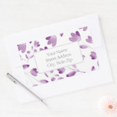 Sticker Rectangulaire Motifs de tiges de fleurs d'aquarelle violet Étiqu (Enveloppe)
