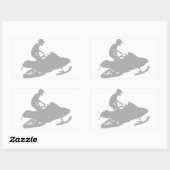Sticker Rectangulaire Motoneige gris argent (Feuille)