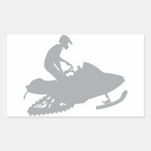 Sticker Rectangulaire Motoneige gris argent