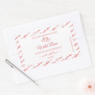 Sticker Rectangulaire Mots blancs rose clair Cloud Produit Coeurs Étique