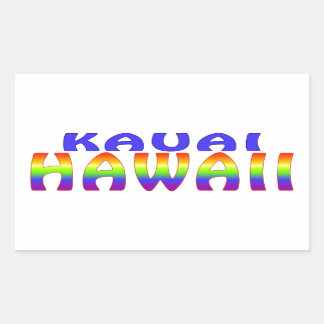 Sticker Rectangulaire Mots d'arc-en-ciel de Kauai Hawaï