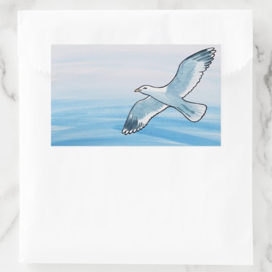 Sticker Rectangulaire Mouette en vol (Sac)