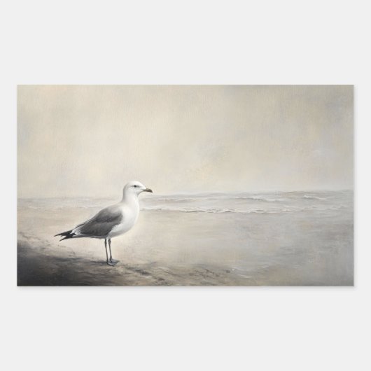 Sticker Rectangulaire Mouette solitaire au bord de l'eau (Devant)