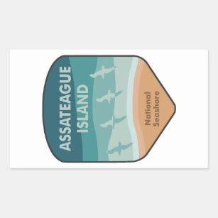 Sticker Rectangulaire Mouettes du littoral national de l'île Assateague