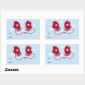 Sticker Rectangulaire Moufle rouge et flocons de neige (Feuille)