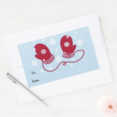 Sticker Rectangulaire Moufle rouge et flocons de neige (Enveloppe)