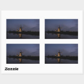Sticker Rectangulaire Moulin à vent éclairé à l'autocollant rectangulair (Feuille)