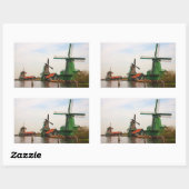 Sticker Rectangulaire Moulins à vent hollandais, Zaanse Schans. (Feuille)