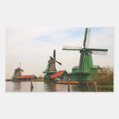 Sticker Rectangulaire Moulins à vent hollandais, Zaanse Schans. (Devant)