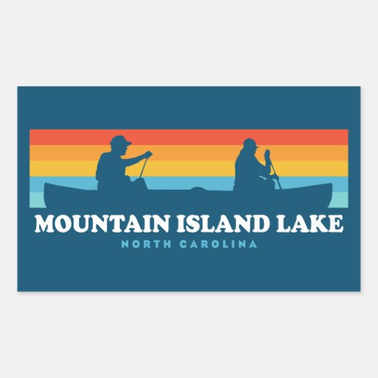Sticker Rectangulaire Mountain Island Lake North Carolina Canoe (Devant)