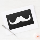 Sticker Rectangulaire Moustache cool blanc Handlebar sur noir (Enveloppe)