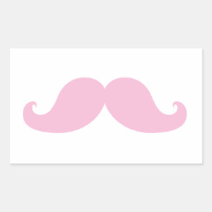 Sticker Rectangulaire Moustache rose
