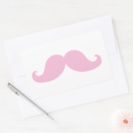 Sticker Rectangulaire Moustache rose (Enveloppe)