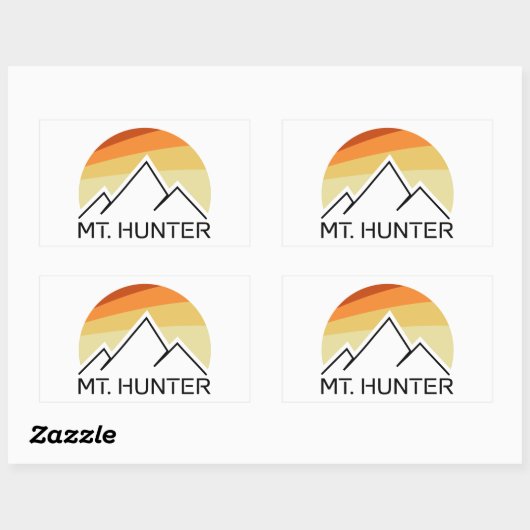 Sticker Rectangulaire Mt. Hunter Alaska Retro (Feuille)