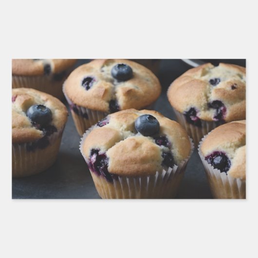 Sticker Rectangulaire Muffins aux myrtilles (Devant)