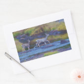 Sticker Rectangulaire Mule Deer Doe et Fawn (Enveloppe)