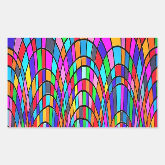Sticker Rectangulaire Multicolored Stained Glass Mosaic Abstract Art (Devant)