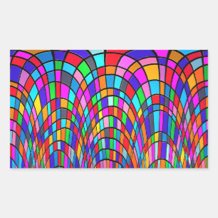 Sticker Rectangulaire Multicolored Stained Glass Mosaic Abstract Art