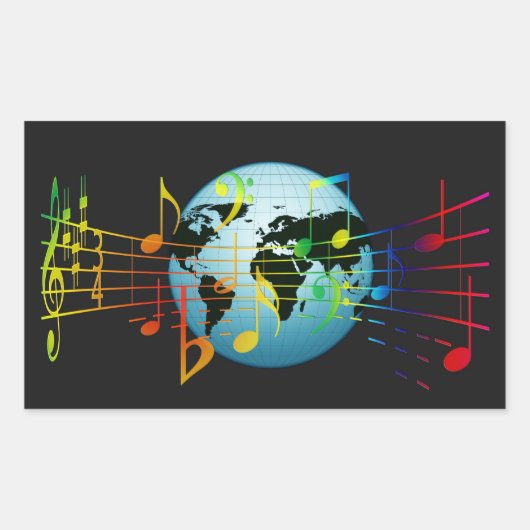 Sticker Rectangulaire Music Around the World (Devant)